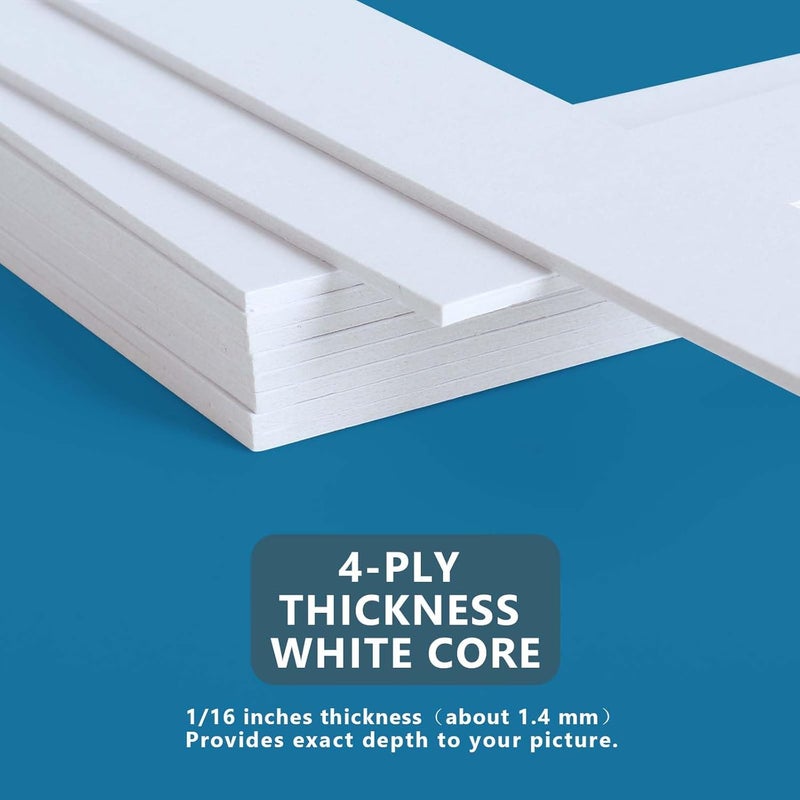 Somime 10 Pack Pre-Cut 8x8 White Picture Mats for 4x4 Photos - White Core Bevel Cut Frame Matte, Acid Free, Ideal for Frames/Artwork/Prints - Image 4
